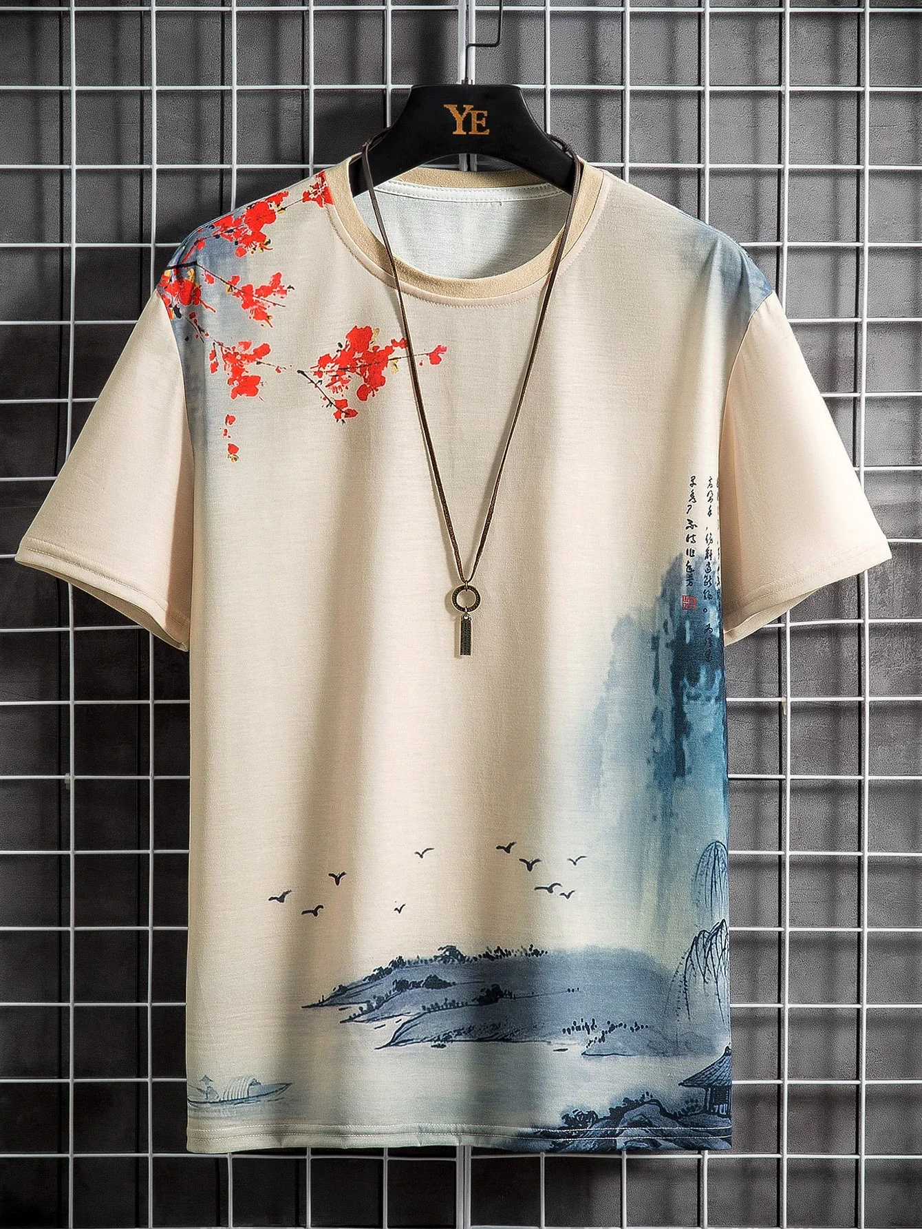 

Men Letter & Landscape Print Tee