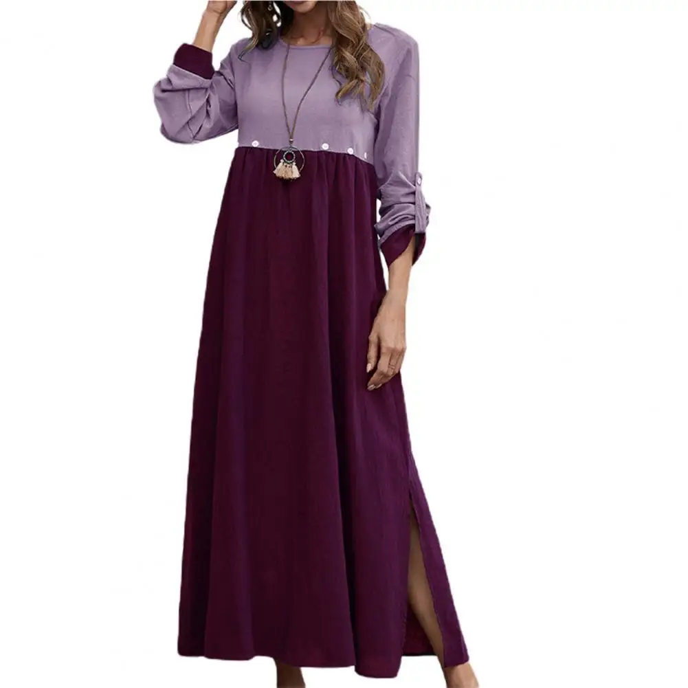 

Женское винтажное платье-макси в стиле пэчворк, офисное платье с цветным блочным разрезом и длиной до щиколотки для вечерние, весна 2022