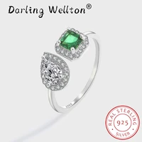 classic emerald original sterling 925 silver couple ring for women green oval square full diamond engagement bridal gift jewelry