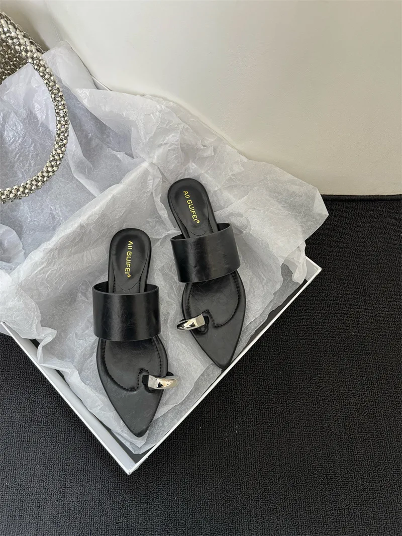 Французские винтажные шлепанцы женская летняя одежда для улицы новинка 2024