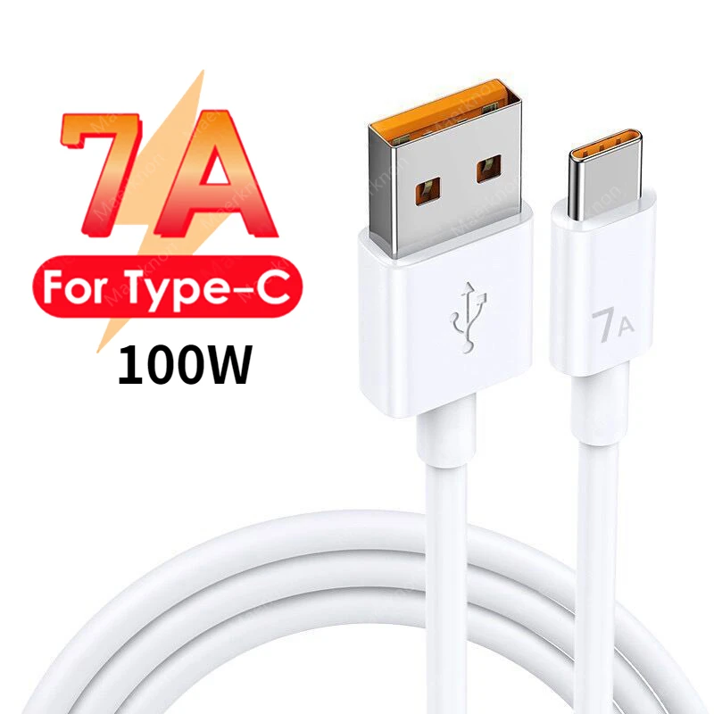 

7A USB Type C Cable 100W Super-Fast Charging Cable For Huawei P50 P40 Mate 40 Data Cord For Xiaomi 12 Pro Oneplus 10 Pro Redmi