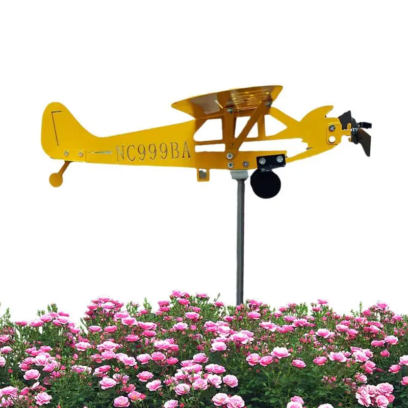 

3D Plane Garden Weather Vane Decor Anti-corrosion Airplane Windmill Weatherproof Ornaments For Family Courtyards