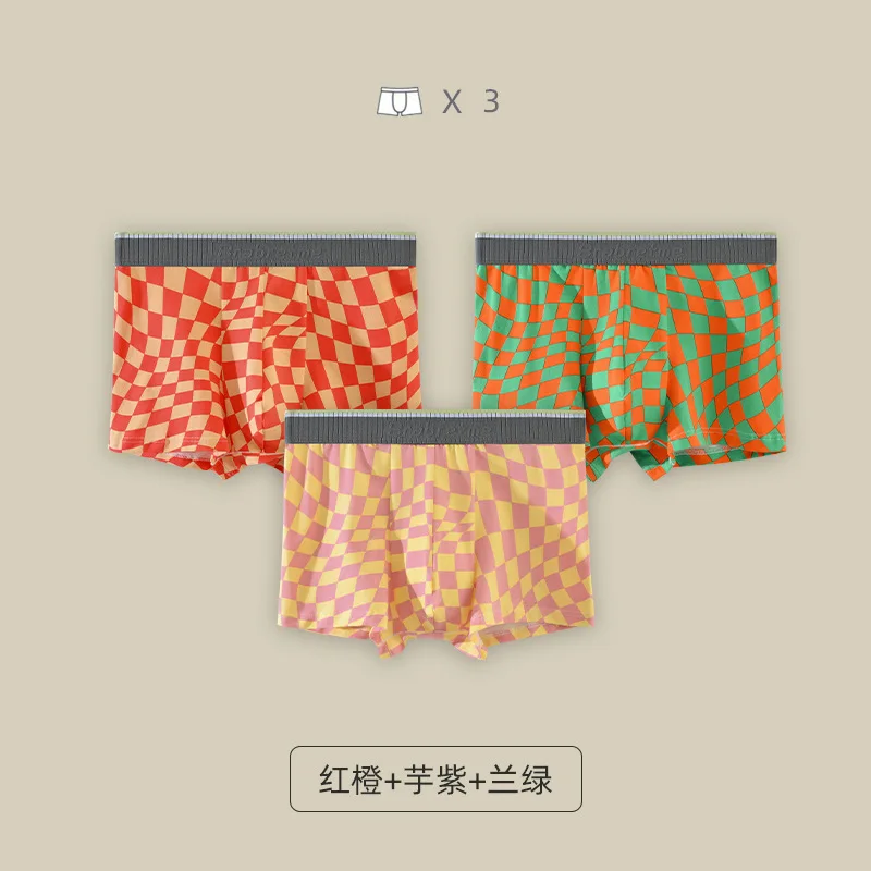 

Plaid fashion comfortable men's cotton underwear boxer shorts 3PCS
