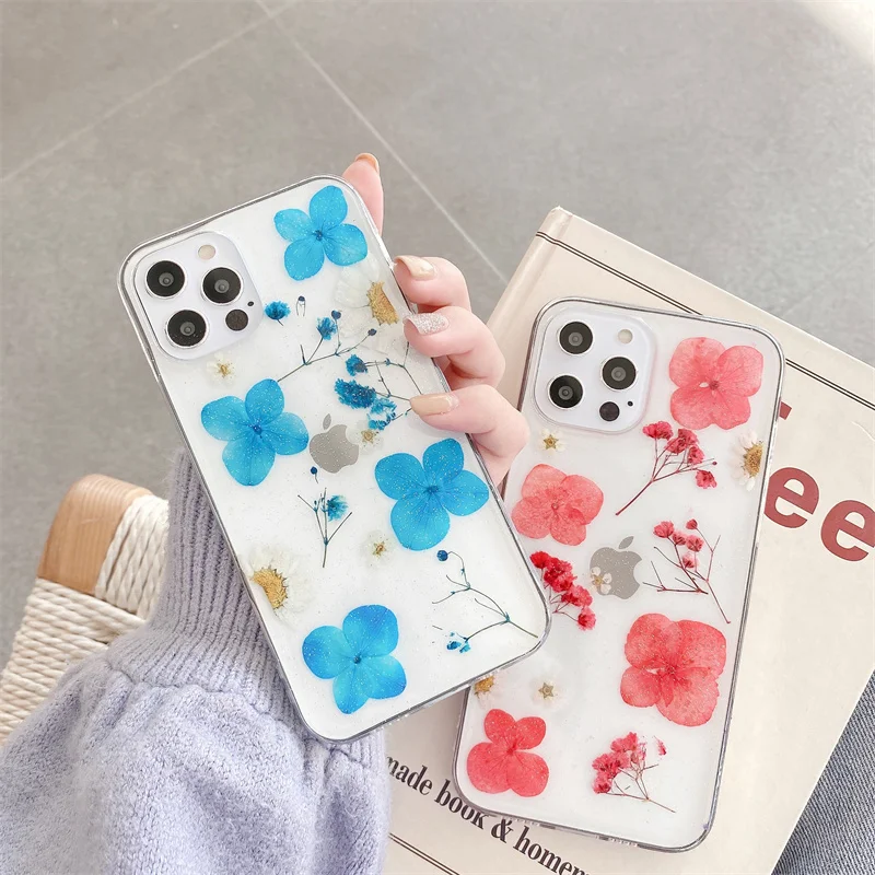 

Hydrangea Flower Silicone Case For iphone 7 8 Plus XR 11 12 Pro X XS Max Transparent Anti-Scratch Shockproof Cellphone Cover