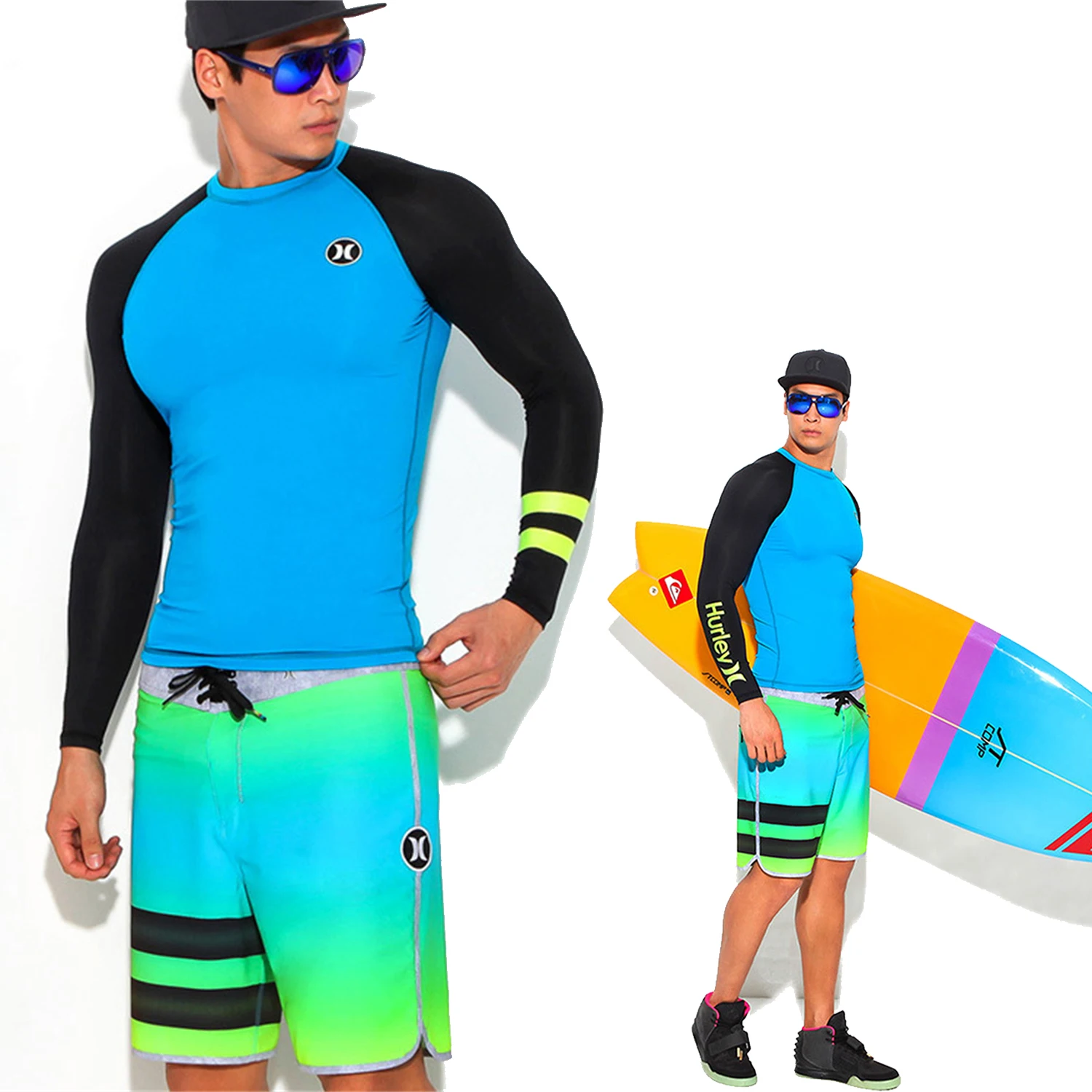 

Brand New Men UV Protection Lycra Long Sleeve Short Swimsuit Swim Rash Guard Quick Dry SURFING Driving T Shirt For Swimming