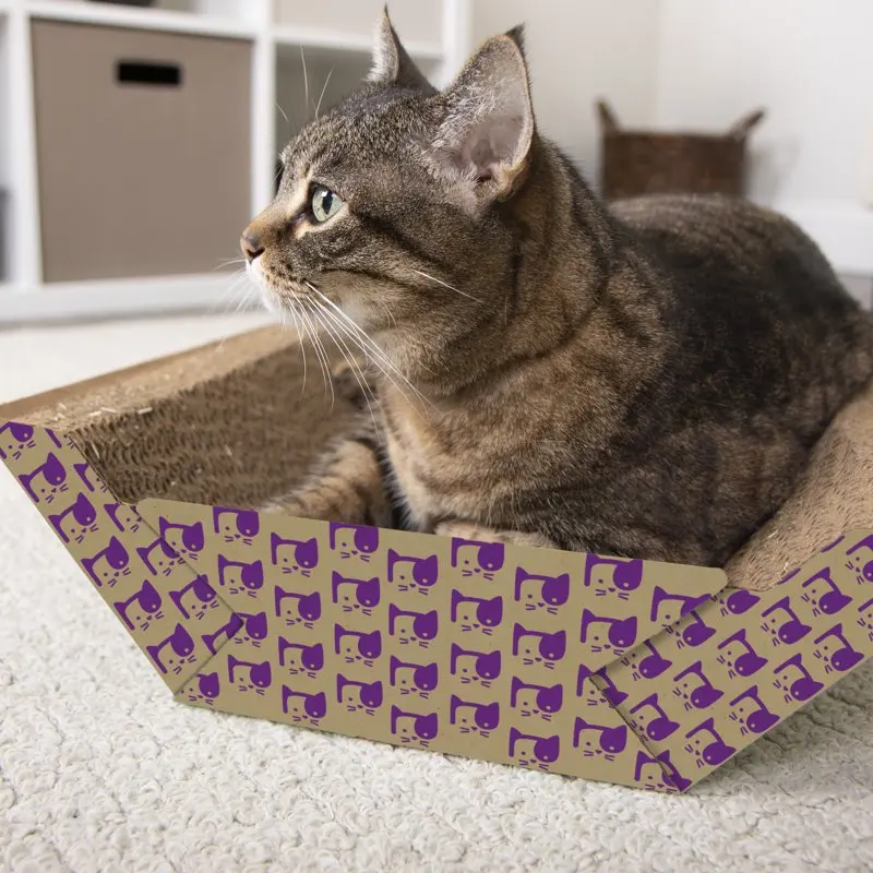 

Delightful Corrugate Cat Scratcher & Lounge with Catnip-Infused Scratching Pad - Perfect Comfy Place for Your Kitties to Relax a