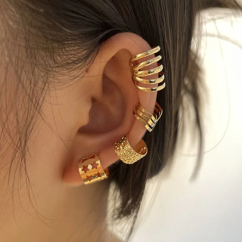 7PCS Clip On Ear Cuff Earrings Leaves Fake Cartilage Earrings Lot Non Piercing Clip On Earrings Set Earrings Women Jewelry Gift