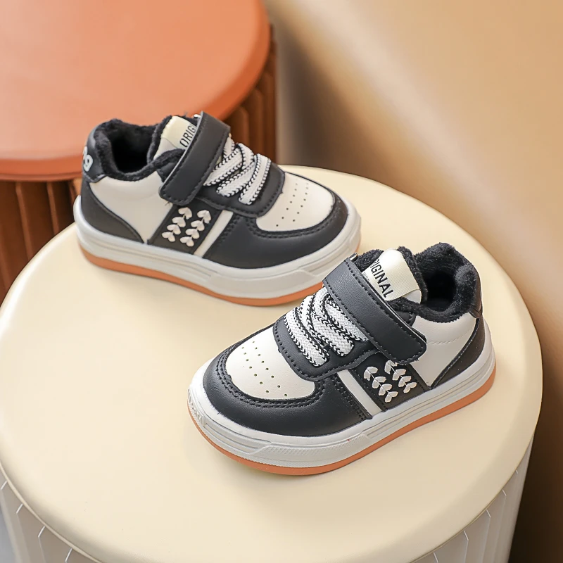 

Children Thin Cotton Sneakers 2022 Autumn and Winter New Kids Fashion Girls Non Slip Plush Korean Style Boys Sport Shoes Simple