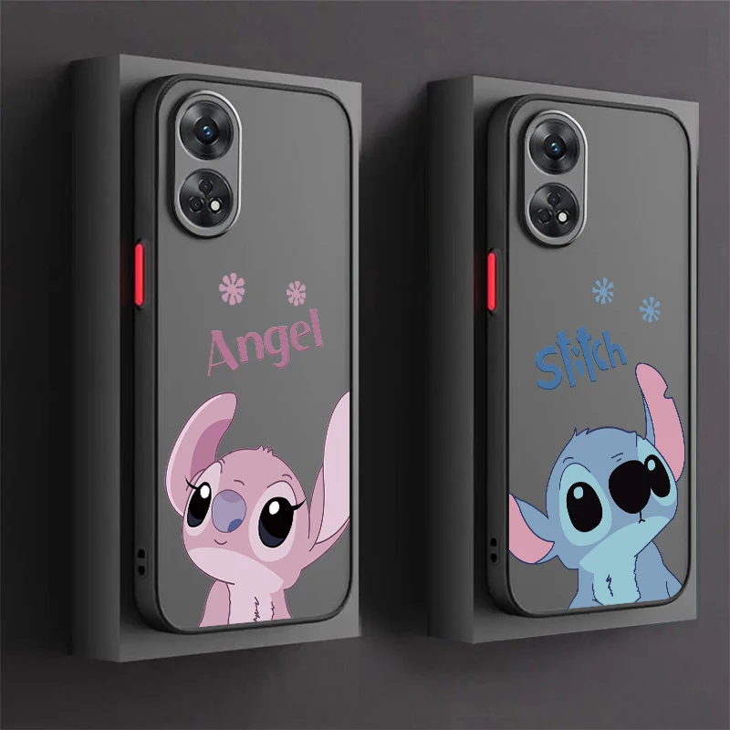 

Stitch Lilo Angel For OPPO Realme GT Neo Q5 Q3S Q3T Master 8 7 6 Lite Pro Frosted Translucent Hard Phone Case Coque Capa Fundas