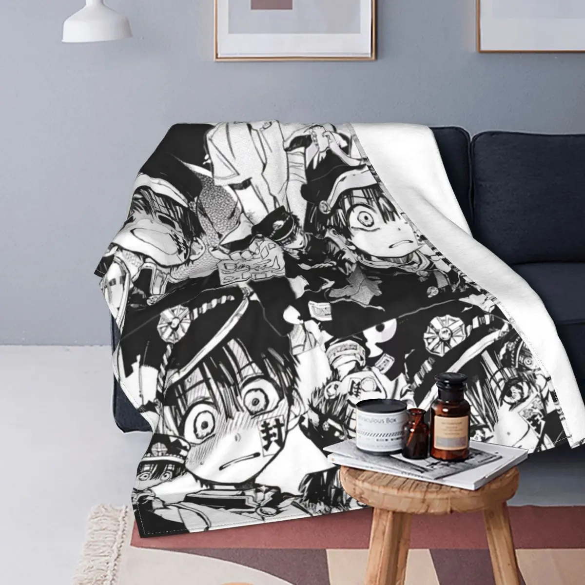 

Jibaku Shounen Hanako Kun Flannel Blanket Anime Funny Throw Blankets for Sofa Bedding Lounge Rug Piece
