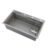 6545cm kitchen undercounter basin black nano stainless steel sink table controlled water multi function sink cutting board