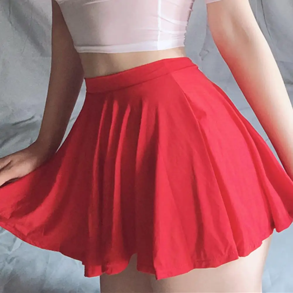 

Underskirt A-line Thin All Match Pure Color Ruched Underskirt Mini Skirt for Honeymoon