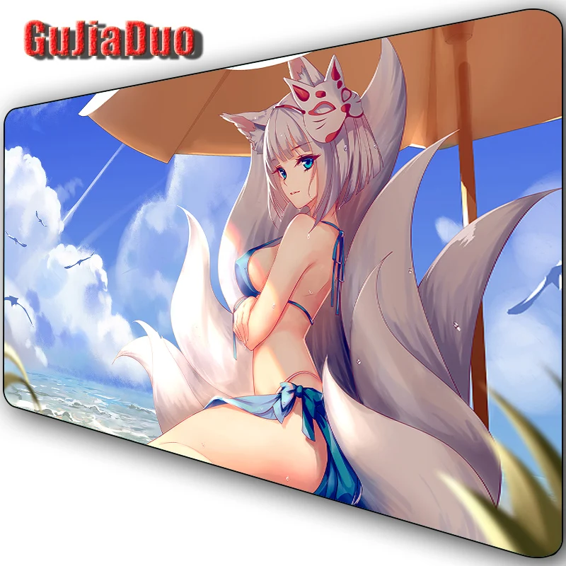 400x900 мм, комикс, сексуальные лисьи ушки, коврик для мыши с девушкой, игровой компьютерный Настольный коврик, аксессуары для игровой комнаты, Kawaii, ПК, аниме, коврик для мыши, Настольный коврик