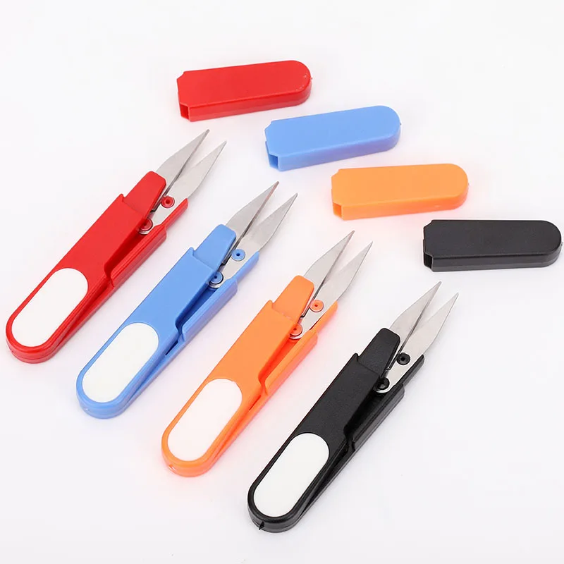 

Sewing Scissors U Shaped Nippers Trimming Clipper with Safety Cover DIY Thread Cross Stitch Embroidery Craft Accessories