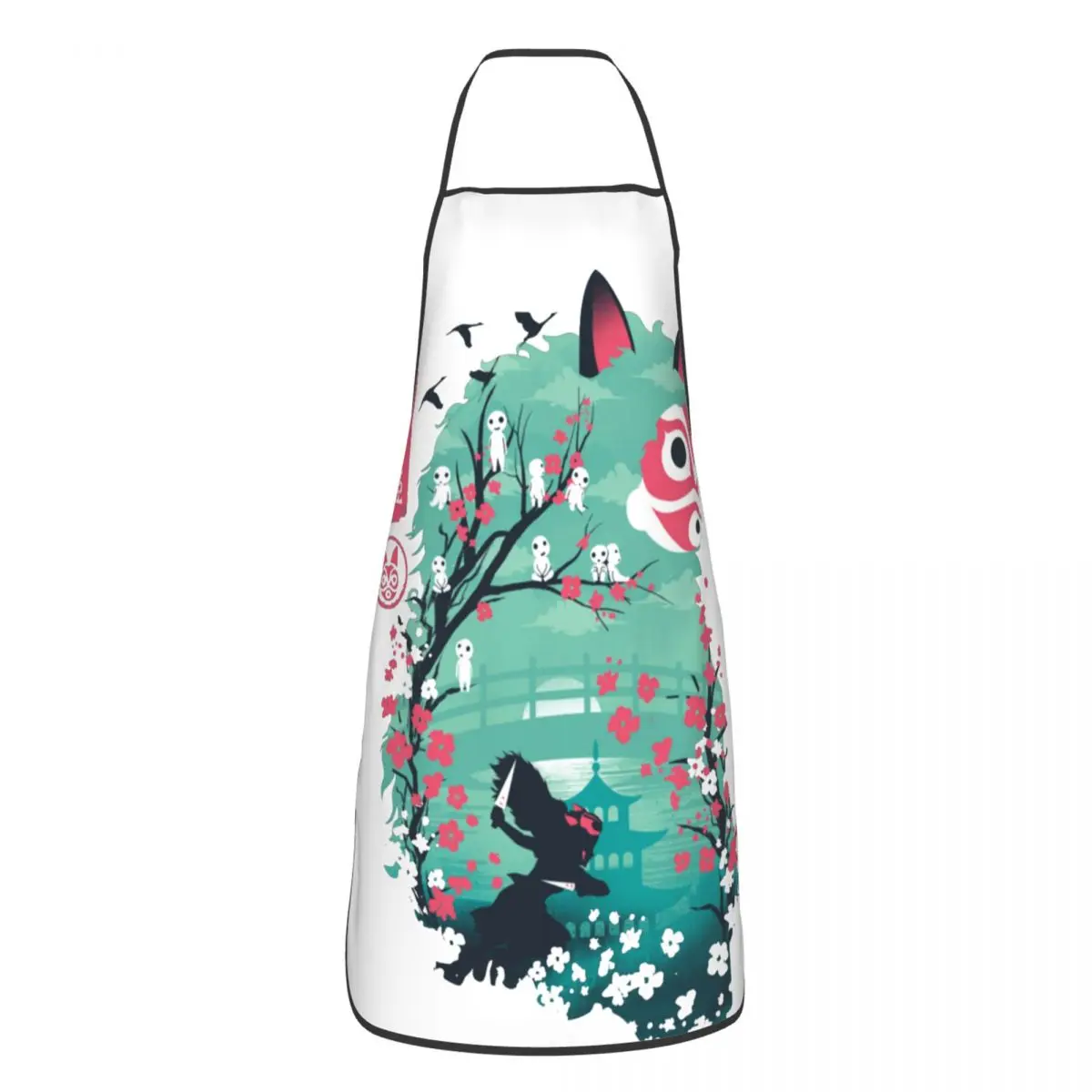 

Japanese Ukiyo E Princess Mononoke Classic Apron Unisex Sleeveless Kitchen Bib Ghibli Polyester Household Cleaning Pinafore