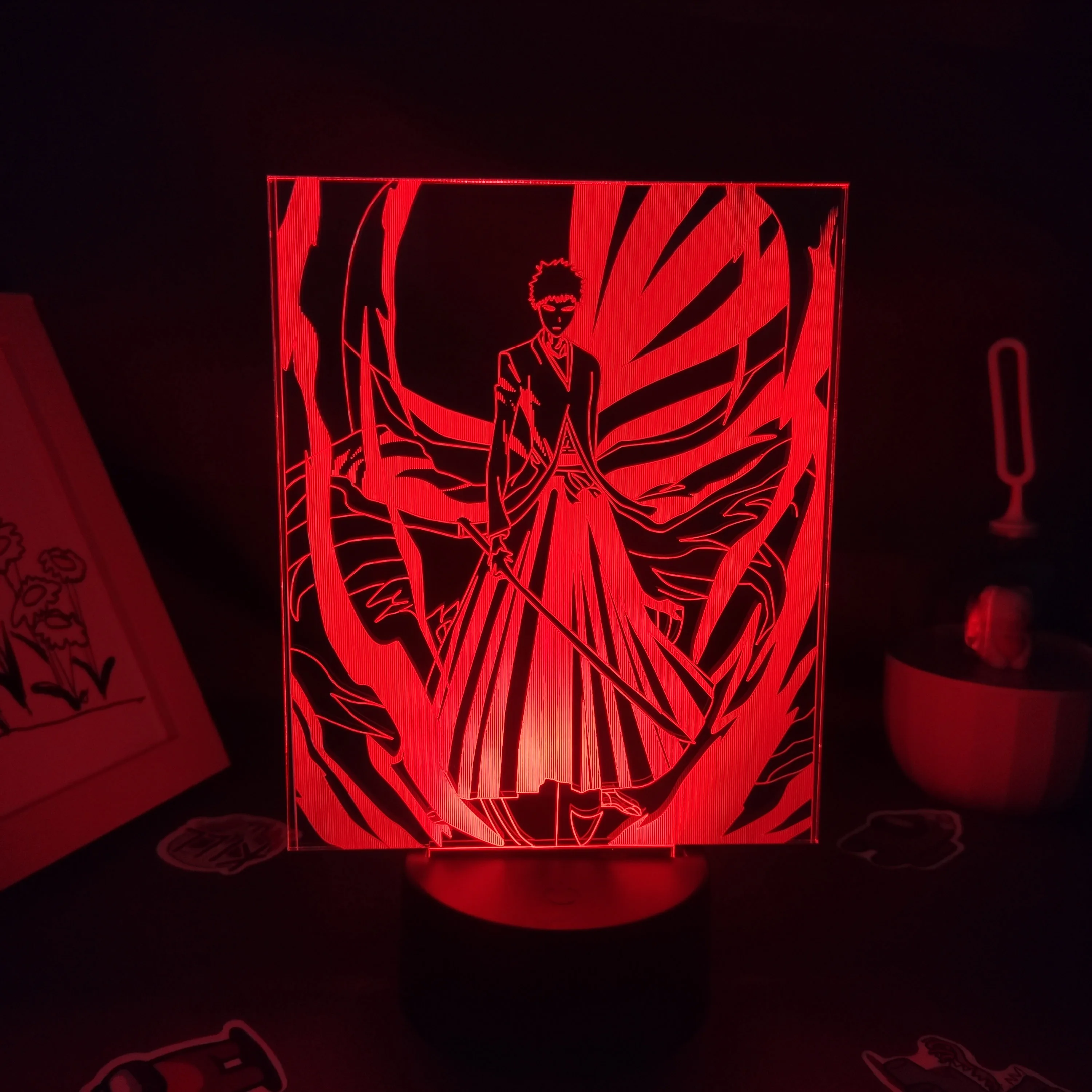 

Bleach Anime Figure Kurosaki Ichigo Shikai 3D Led Manga RGB USB Night Lights Birthday Gifts For friends Bedroom Table Decoration
