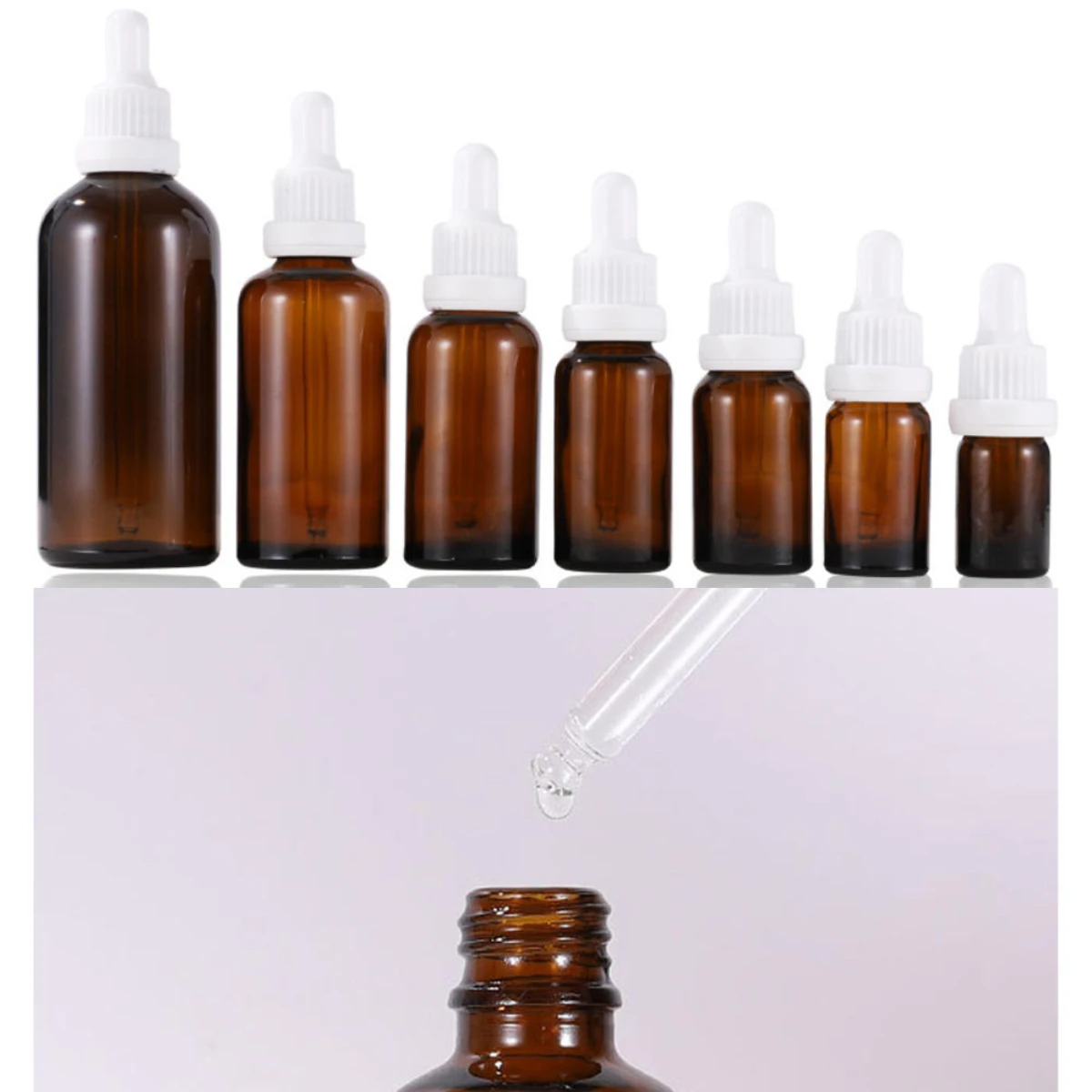 

5/10/15/20/30/50/100ML Empty Dropper Bottle Amber Essential Oil Glass Sub-bottling Aromatherapy Liquid Pipette Refillable Bottle