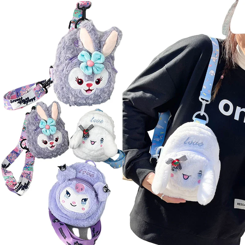 

Sanrio Kawaii Lolita Cinnamoroll Handbag Hello Kitty Plushie Stellalou Shoulder Bag Women Casual Plush Messenger Bag Sheining