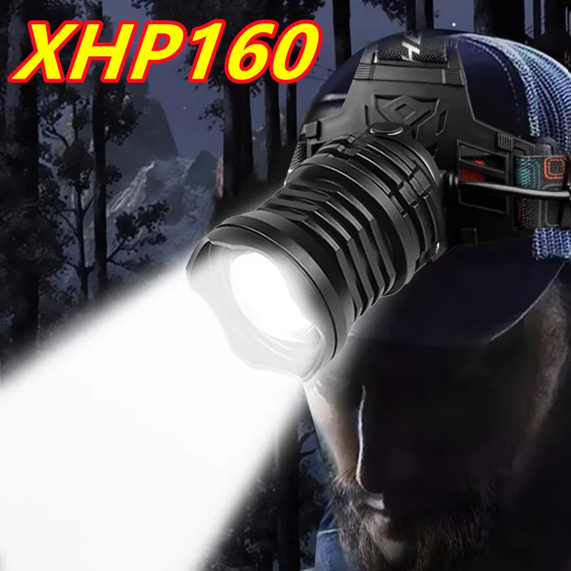 

2022 Most Power XHP160 Led Headlamp Headlight Power Bank Flashlight 3 PCS USB Rechargeable 18650 Battery XHP90 Headlamp Light