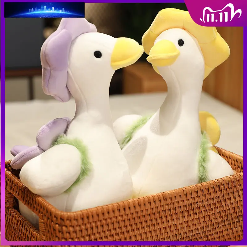 

35/40/55cm Duckling At School Doll Funny Flower Duck Plush Toy Stuffed Animal Stuffed Kawaii Room Decor Wife Gift Plush Toy Doll