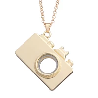 5pcs alloy plain camera glass memory floating locket charm pendant necklace keychain for men women gift jewelry making bulk