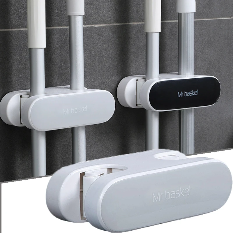 

Bathroom Mop Clip Wall Mounted Punch-Free Broom Mop Holder Multifunctional Bathroom Storage Rack for Mop Organizer Wall Hooks
