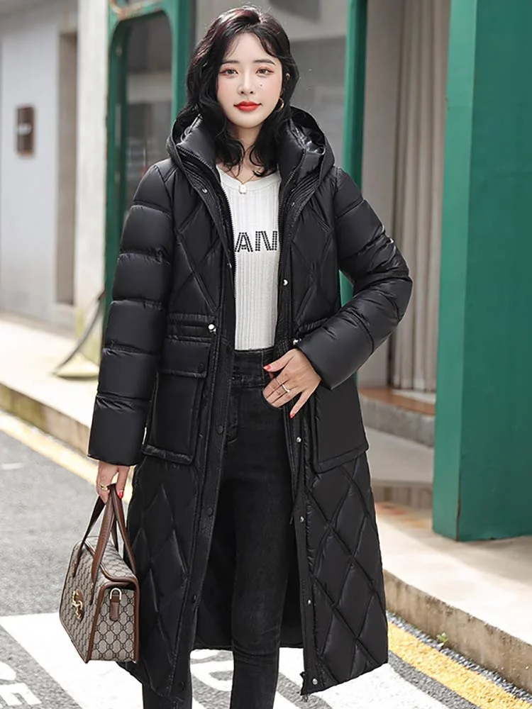 Long Women's Parkas Hooded 2022 New Casual Winter Jacket Women Loose Cotton Padded Thick Female Winter Coat Clothes