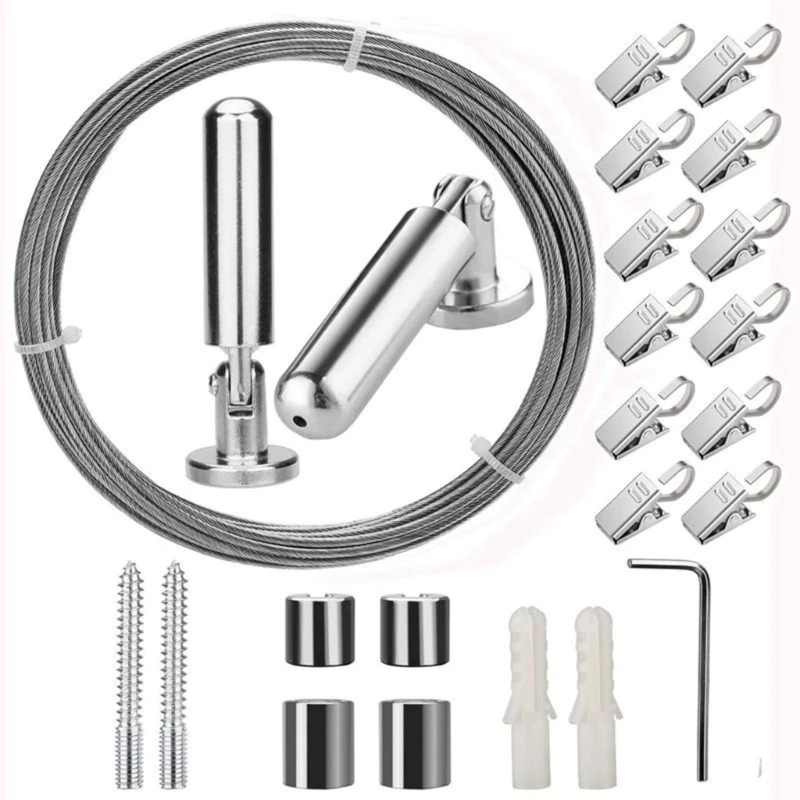 

H55A 1 комплект Проволочный Трос из нержавеющей стали, кабель с крючками, комплект для домашнего хозяйства, сделай сам, поставка занавесок