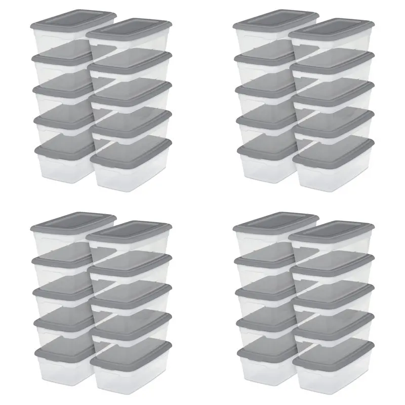 

6 Qt. Storage Box Plastic, Titanium, Set of 40