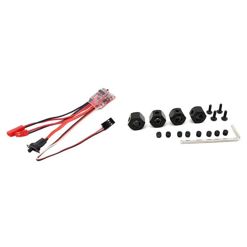 

1 Pcs Rc Esc 20A Brushed Motor Speed Controller & 4 Pcs 5Mm To 12Mm Metal Combiner Wheel Hub Hex Adapter