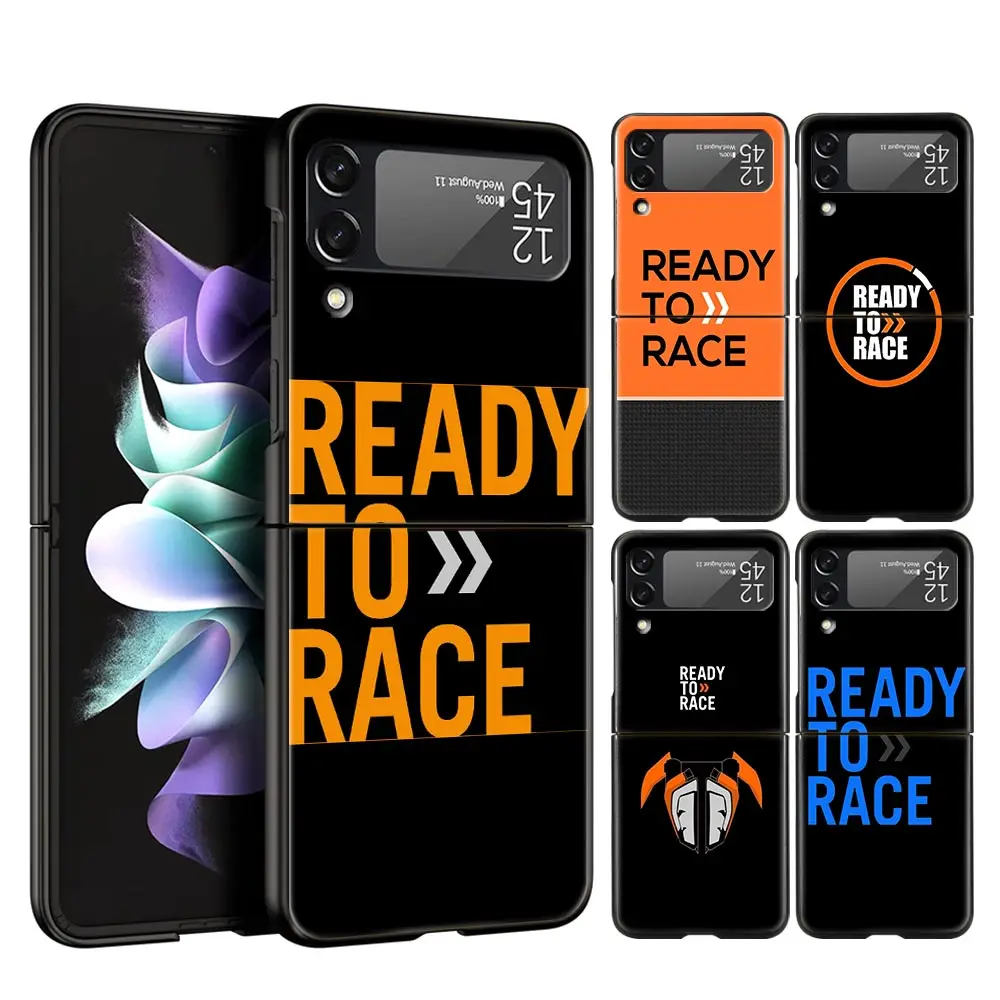 

For Samsung Galaxy Z Flip 3 4 5G Hard Black Folding PC Phone Case Ready To Race Luxury For Samsung Z Flip3 Cover Protect Shell