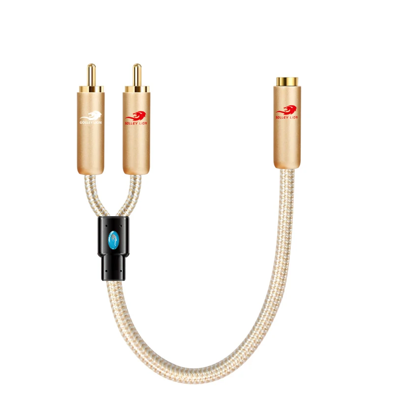

Hifi Conversion Cable 25cm Mini Jack 3.5mm Female to Dual RCA Phono Splitter Braided Shielding Audio Cable