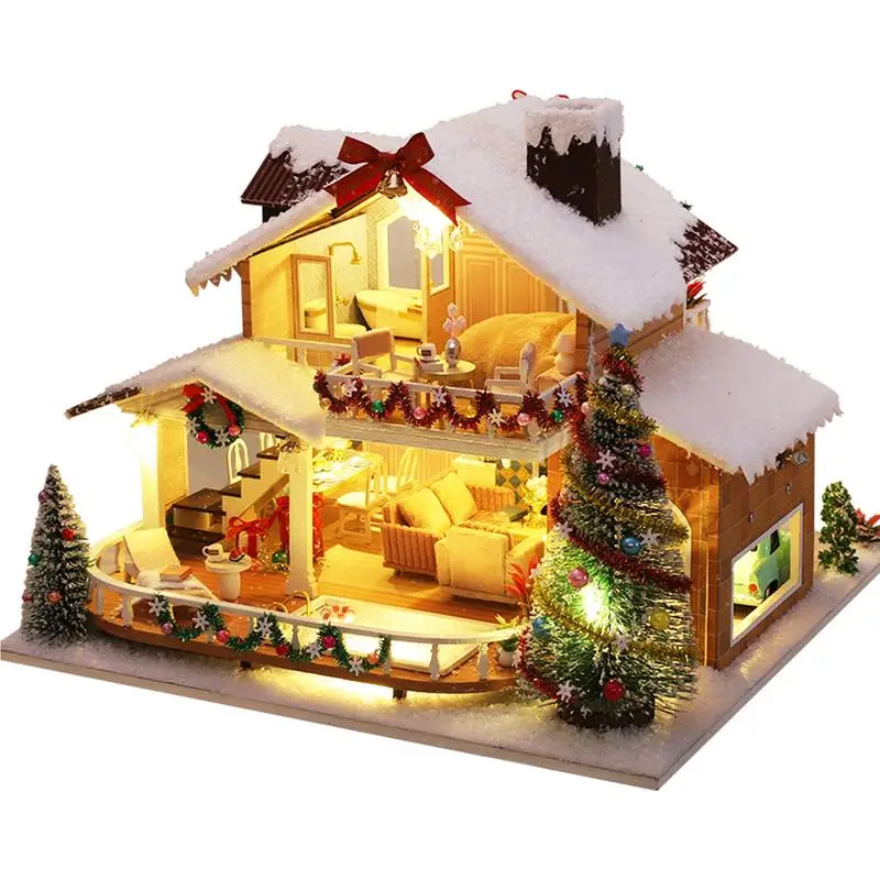 

Hand-Assembled Dollhouse Kit DIY Wooden Dollhouse Toys Kit Parent-child Interaction Christmas Birthday Gift for Kids and Adults