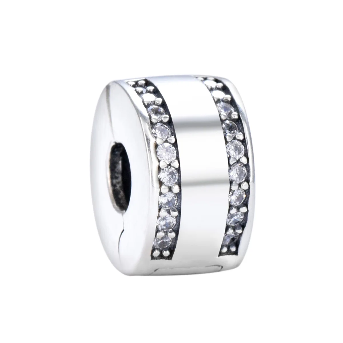 

European S925 Sterling Silver Fixing Clip AAA CZ DIY Charm For Original Women Bracelet Necklace Chain Jewelry