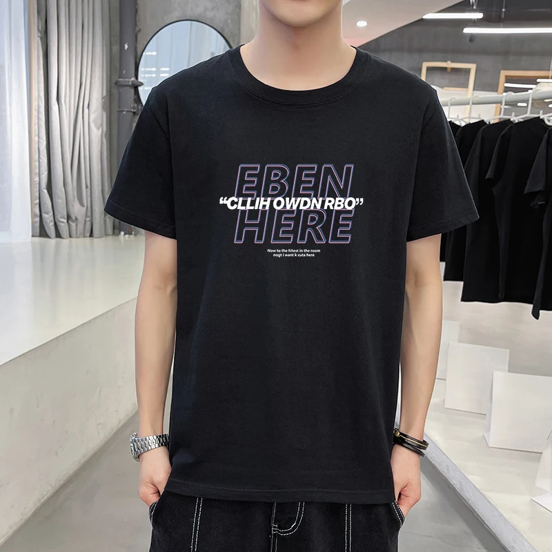

Cotton short-sleeved T-shirt men's new clothes in the summer tide brand trend top casual bottoming shirt with half sleeves.