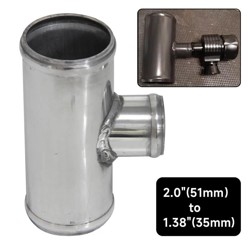 

2'' 51mm Blow Off Valve Adapter Aluminum T-Pipe Shape Tube for 35mm ID BOV