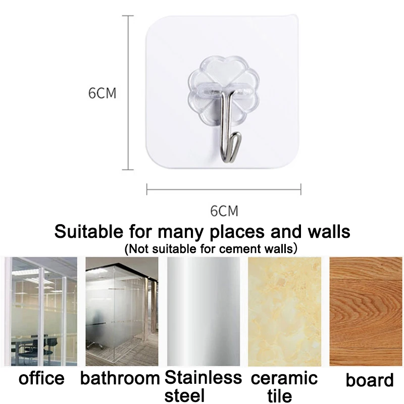 1/2/3/5/10 Household Transparent Strong Self-adhesive Door Wall Hook Suction Heavy Duty Shelf Suction Cup Kitchen Bathroom Hook