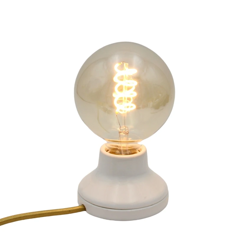 

220V AC EU Plug Power Cord Fabric Covered Cable Inline Switch With E27 Ceramic Lamp Holder For Vintage Table Lamp