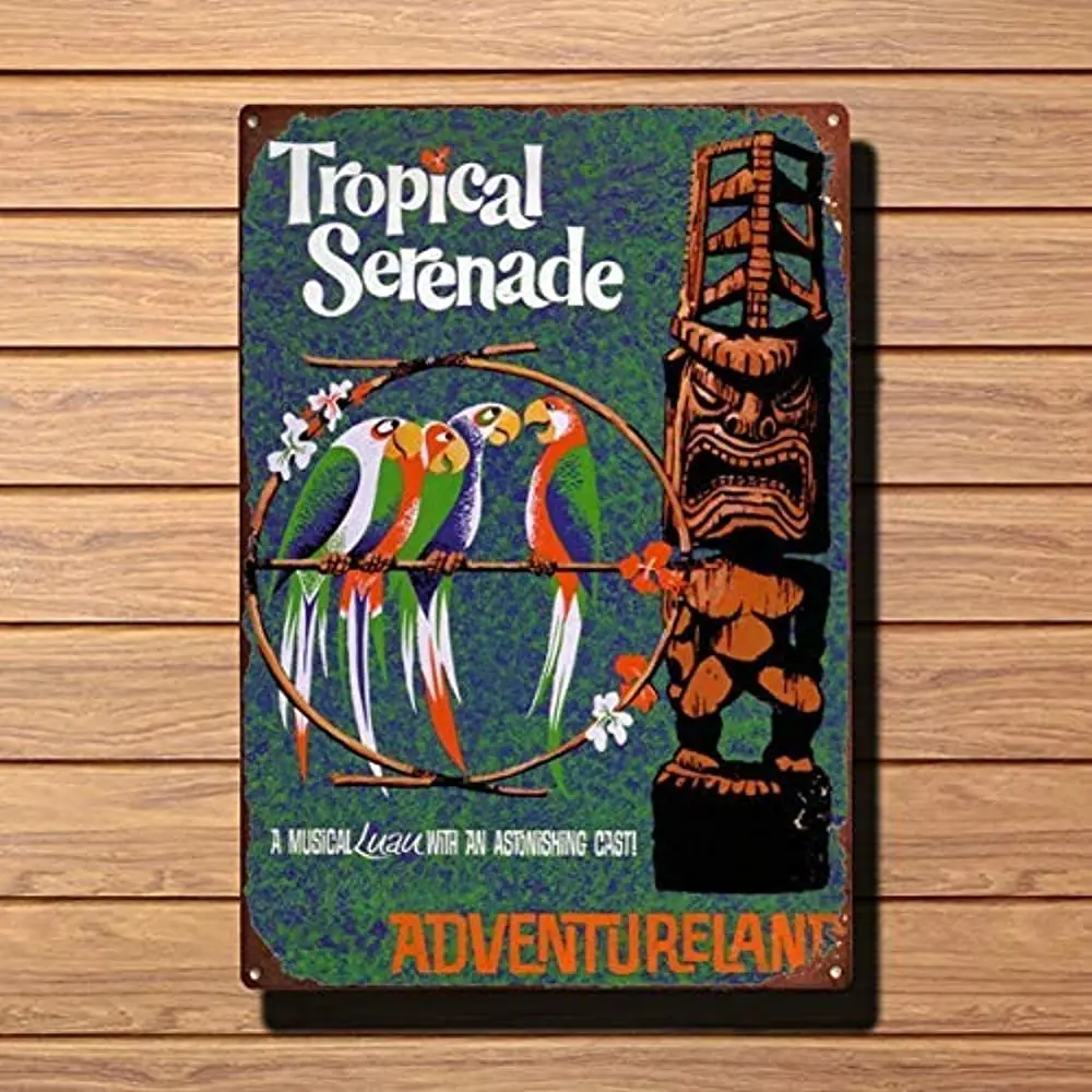 

Vintage Metal Sign Tiki Room Tropical Serenade Retro Poster Plaque Tin Sign Wall Decor for Kitchen Bar Pub Farm House 12x8inch