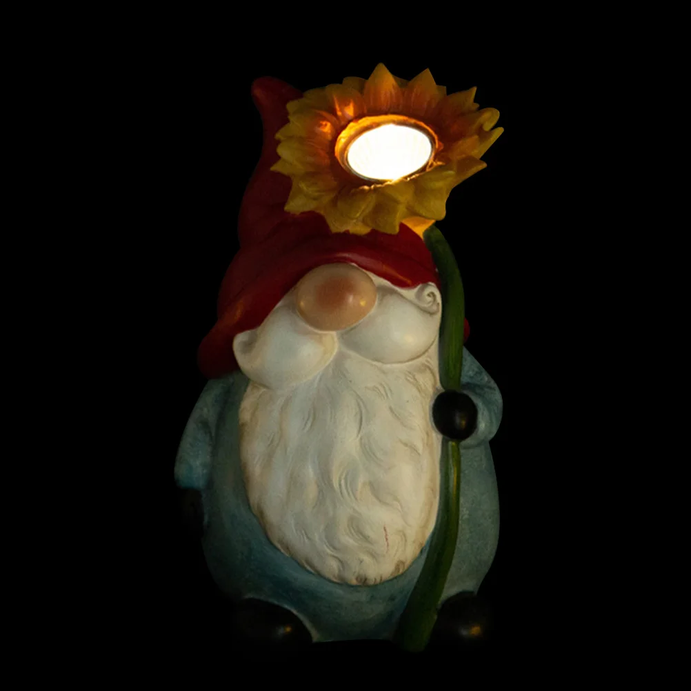 

Cartoon Garden Gnome Statue with Solar Light Outdoor Solar Gnome Figurine