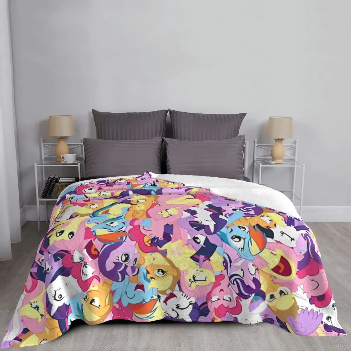 Радужные пони коллаж мультяшное оформление смешное теплое покрывало для кровати