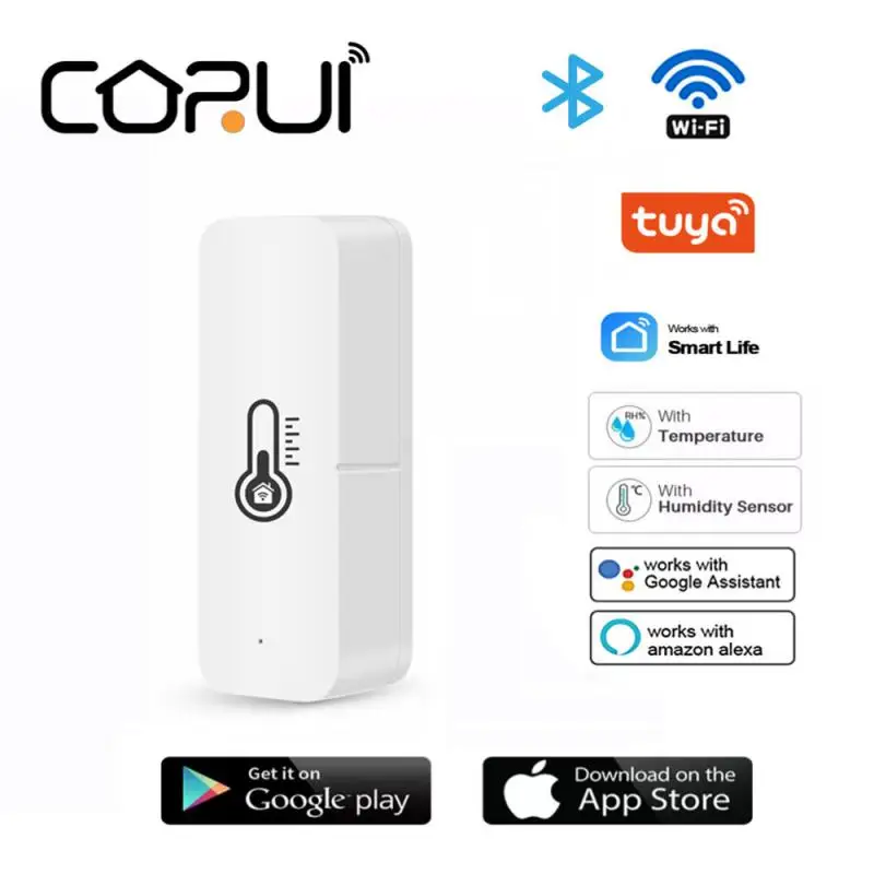 

Умный датчик температуры и влажности CORUI Tuya, дистанционный Wi-Fi монитор с приложением, работает с Alexa Google Assistant Smart Life