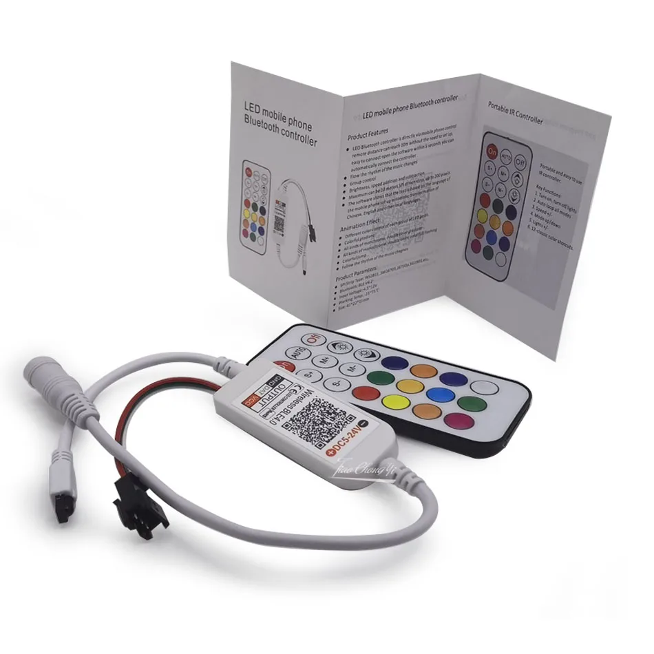 WS2811 Bluetooth-compatible music LED Controller DC5-24V 21key IR Remote For WS2812B Pixels Strip Light |
