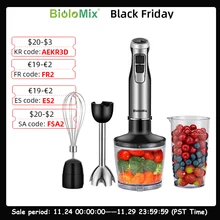 BioloMix 4 in 1 High Power 1200W Immersion Hand Stick Blender Mixer Includes Chopper and Smoothie Cup Stainless Steel Ice Blades