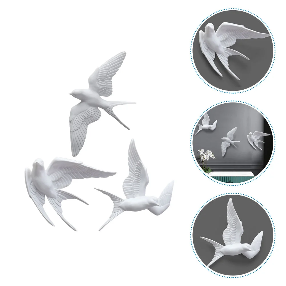

3 Pcs Rustic Bird Wall Decoration Decorations Living Room Swallows Crafts Ornaments Diorama Model