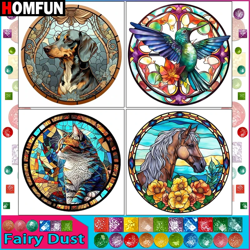 HOMFUN Фея Пыль AB Алмазная картина &quotКошка птица лошадь собака&quot 5D DIY вышивка