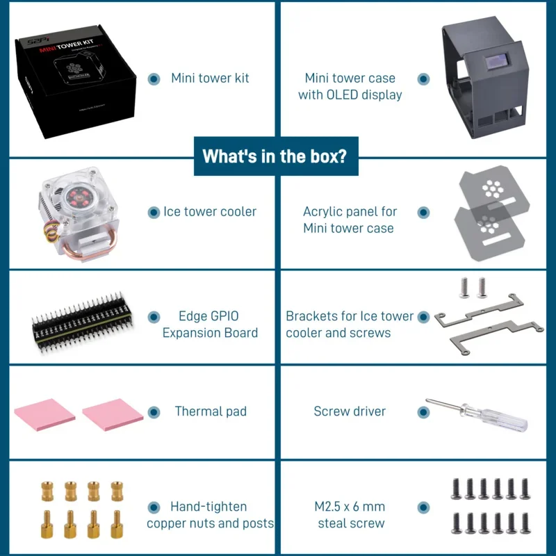 Raspberry Pi 5 abs Mini Tower чехол медная трубка ice tower fan PWM JST 4-контактный порт RGB светодиодный