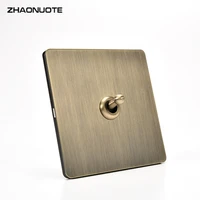 retro 86 type green bronze brushed antique metal lever 1 4 gang 2 way wall light switch stainless steel panel