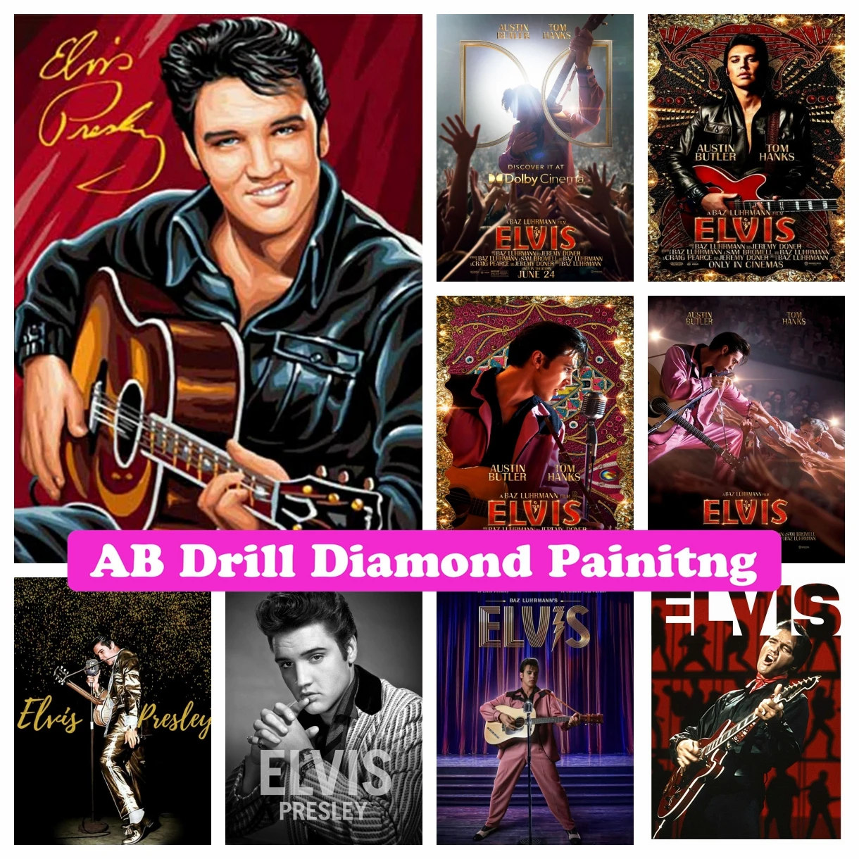 

Elvis Presley 5D DIY AB Drills Diamond Painting Cross Stitch Famous Rock Singer Embroidery Picture Mosaic Bedroom Decor Gift