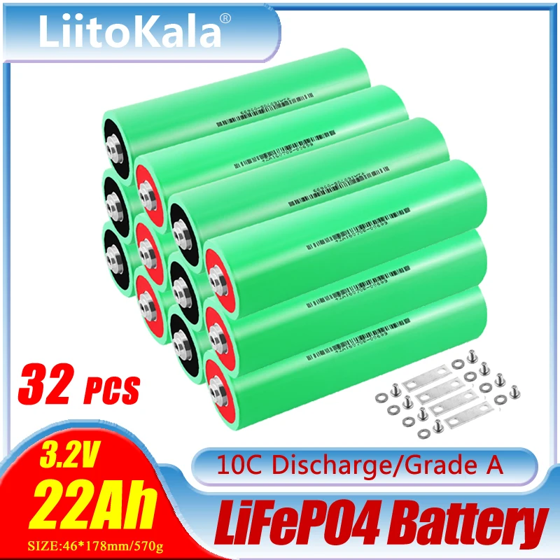 

Аккумуляторные батареи LiitoKala, 3,2 в, 22 Ач, 10C, 12-36 в, 32 шт.